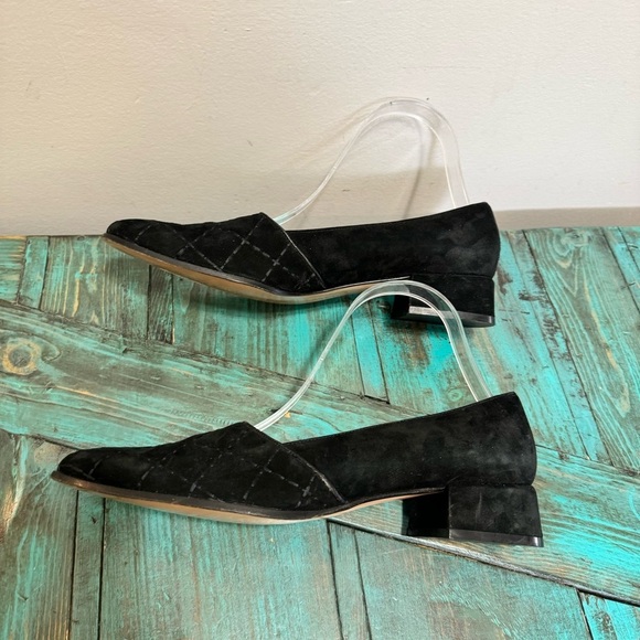 Salvatore Ferragamo Quilted Suede Square Toe Chunky Heels Size 9.5 Classic - Picture 10 of 13